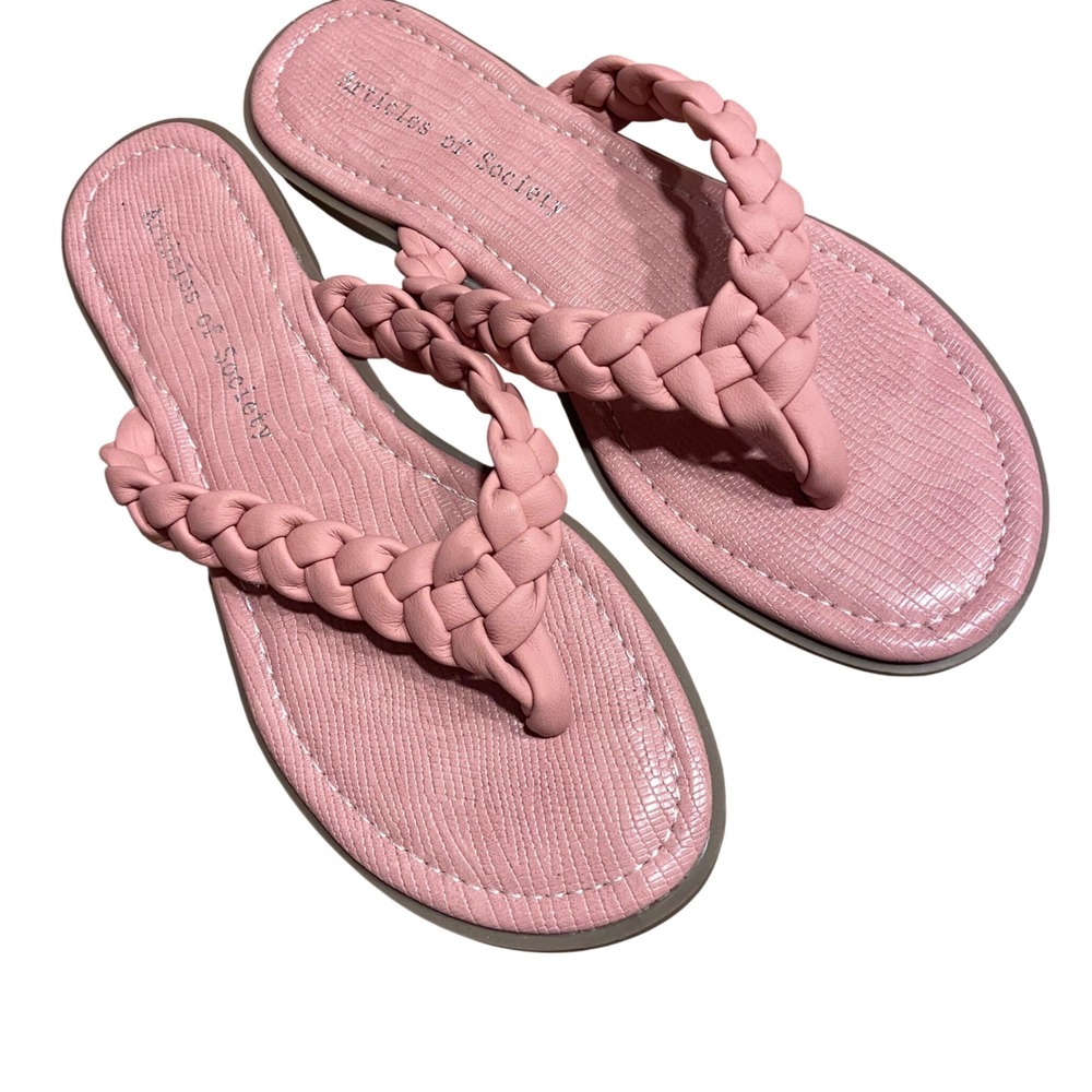 Articles of Society Capri Pink Braided Thong Sandals Lizard Embossed 2159 size 7